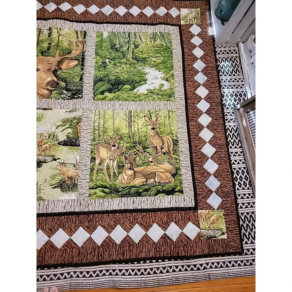 Handmade Quilt New Buck & Deer Theme Size 54 X 54